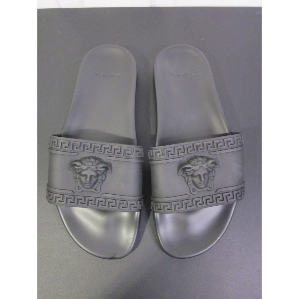 Versace Palazzo pool slide black slide rubber NWOT IT 41 - Picture 14 of 14